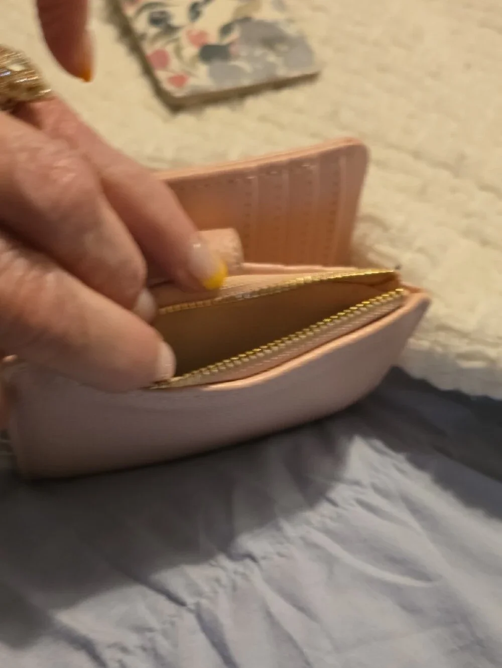Nanette Lepore Blush Pink Pebbled Leather Zip Wallet